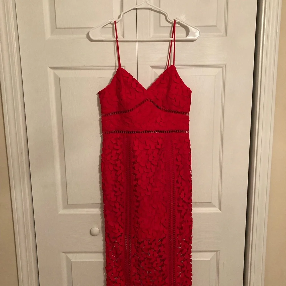 Bardot Red Roxy Lace Dress - Picture 2 of 7